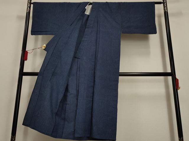 平和屋着物▽男性 紬 単衣 縞 綿 AAAU6461iu
