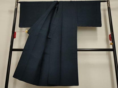 平和屋着物▽男性 紬 単衣 色無地 紺藍色 正絹 逸品 未使用 AAAU6462iu