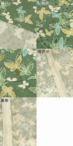 平和屋着物▽上質な小紋 単衣 舞蝶文 正絹 逸品 AAAU6463iu