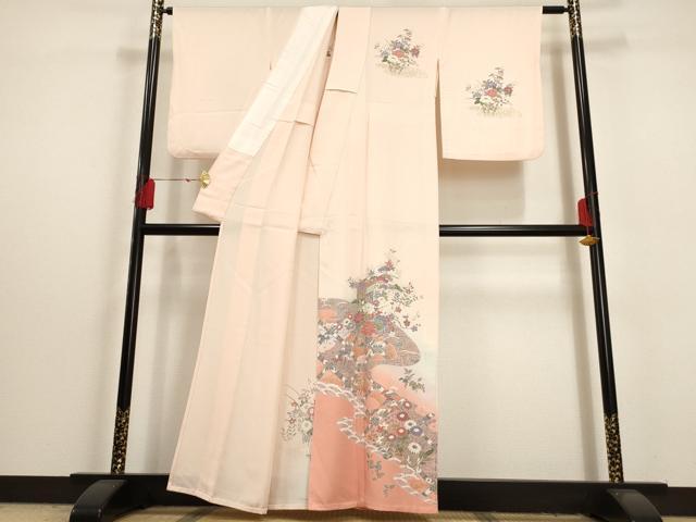 平和屋着物▽訪問着 単衣 御所車花文 暈し染め 金彩 正絹 逸品 AAAU6465iu