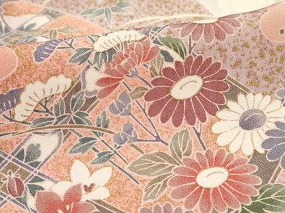 平和屋着物▽訪問着 単衣 御所車花文 暈し染め 金彩 正絹 逸品 AAAU6465iu