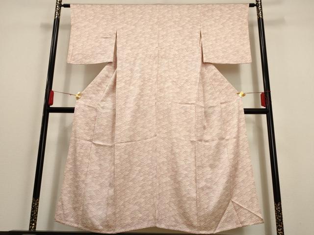 平和屋着物▽上質な小紋 単衣 青海波 正絹 逸品 AAAU6469iu