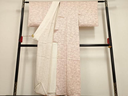 平和屋着物▽上質な小紋 単衣 青海波 正絹 逸品 AAAU6469iu