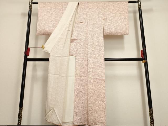 平和屋着物▽上質な小紋 単衣 青海波 正絹 逸品 AAAU6469iu