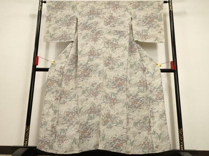 平和屋着物▽上質な小紋 単衣 御所解文 鬼しぼ縮緬 正絹 逸品 AAAU6477iu