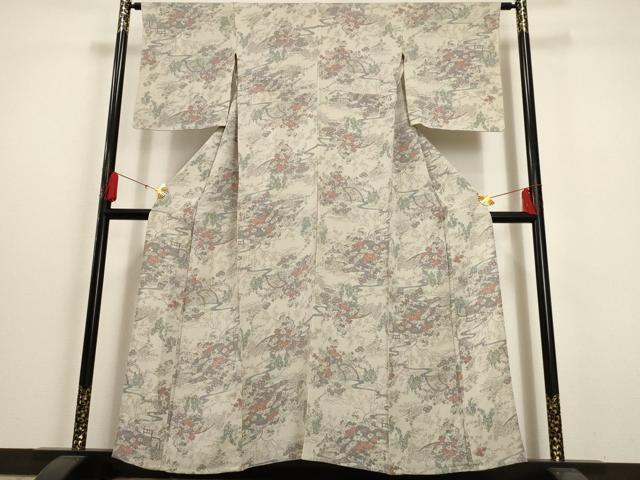 平和屋着物▽上質な小紋 単衣 御所解文 鬼しぼ縮緬 正絹 逸品 AAAU6477iu