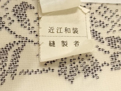 平和屋着物▽上質な紬 単衣 色紙重ね花唐草文 正絹 逸品 AAAU6479iu
