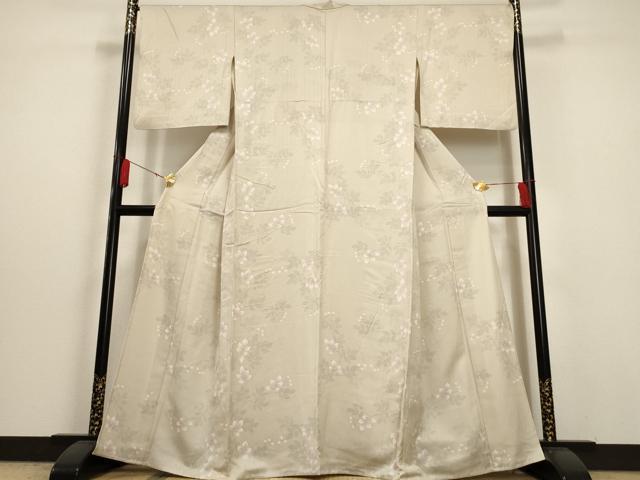 平和屋着物▽上質な小紋 単衣 枝葉文 正絹 逸品 AAAU6481iu