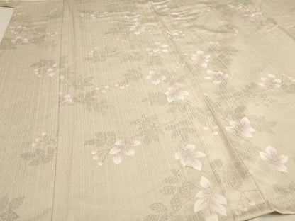 平和屋着物▽上質な小紋 単衣 枝葉文 正絹 逸品 AAAU6481iu