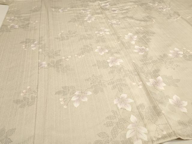 平和屋着物▽上質な小紋 単衣 枝葉文 正絹 逸品 AAAU6481iu