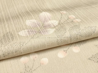平和屋着物▽上質な小紋 単衣 枝葉文 正絹 逸品 AAAU6481iu