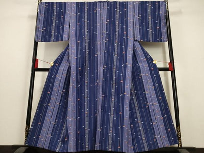 平和屋着物▽小紋 単衣 片輪車間道 洗える着物 AAAU6486iu