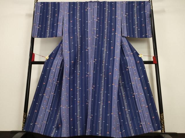平和屋着物▽小紋 単衣 片輪車間道 洗える着物 AAAU6486iu