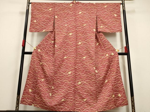 平和屋着物▽小紋 単衣 雪芝に兎 洗える着物 AAAU6488iu