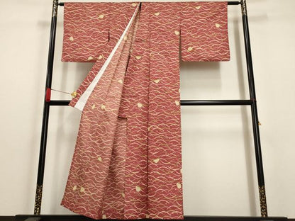 平和屋着物▽小紋 単衣 雪芝に兎 洗える着物 AAAU6488iu