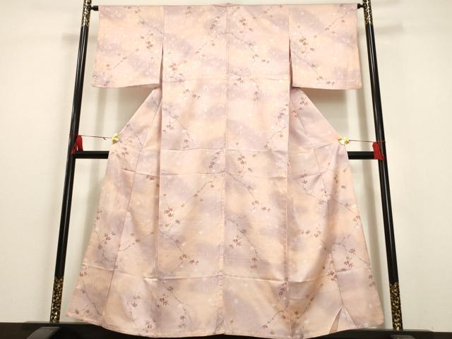 平和屋着物▽小紋 単衣 地紙枝花文 暈し染め 洗える着物 AAAU6492iu
