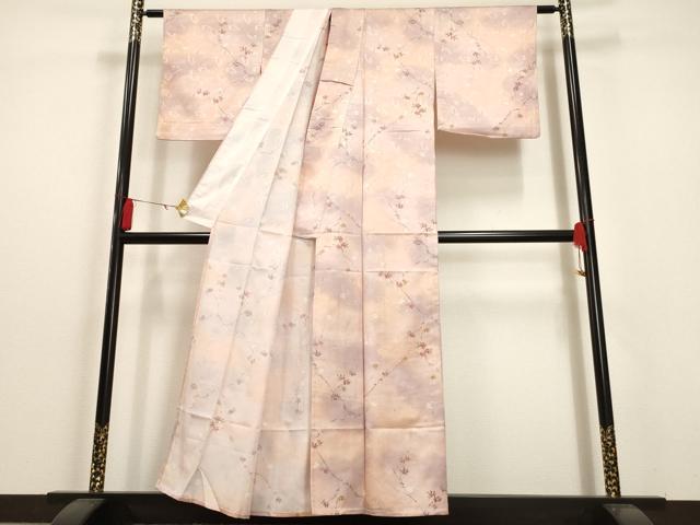 平和屋着物▽小紋 単衣 地紙枝花文 暈し染め 洗える着物 AAAU6492iu