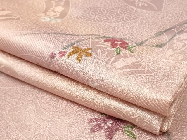 平和屋着物▽小紋 単衣 地紙枝花文 暈し染め 洗える着物 AAAU6492iu