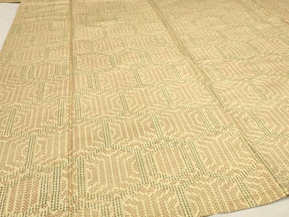 平和屋着物▽上質な紬　単衣　亀甲文様　正絹　逸品　AAAU6496iu