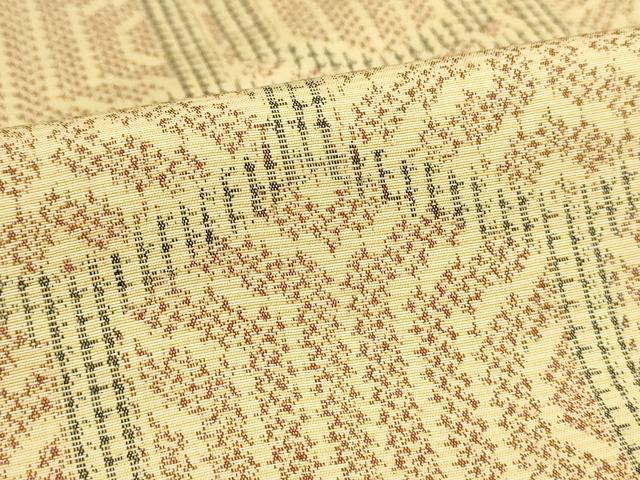 平和屋着物▽上質な紬　単衣　亀甲文様　正絹　逸品　AAAU6496iu