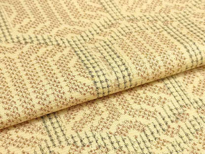 平和屋着物▽上質な紬　単衣　亀甲文様　正絹　逸品　AAAU6496iu
