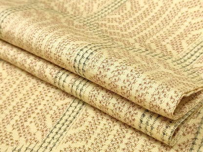 平和屋着物▽上質な紬　単衣　亀甲文様　正絹　逸品　AAAU6496iu