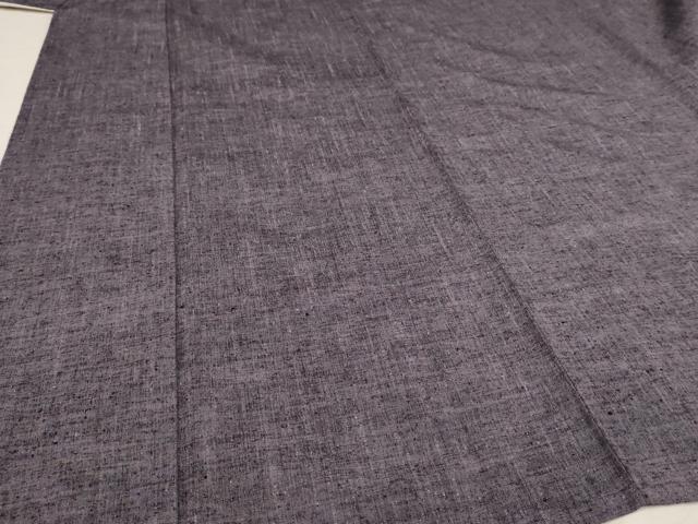 平和屋着物▽上質な紬 単衣 色無地 深紫色 正絹 逸品 AAAU6498iu