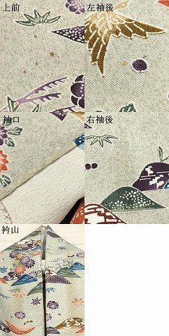 平和屋着物▽小紋　単衣　遠山飛鶴文　洗える着物　AAAU6501iu