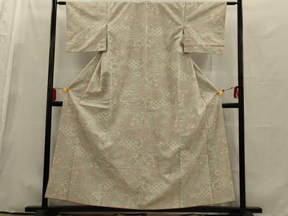 平和屋着物■上質な紬　吉祥花文　正絹　逸品　未使用　AAAU6907ou