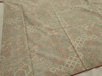 平和屋着物■上質な紬　吉祥花文　正絹　逸品　未使用　AAAU6907ou