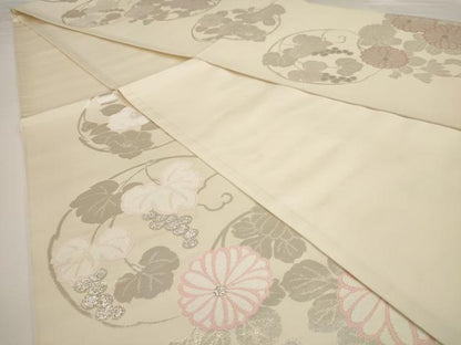平和屋着物◎六通柄袋帯 唐織 花丸文 葡萄 正絹 逸品 AAAU7195dt