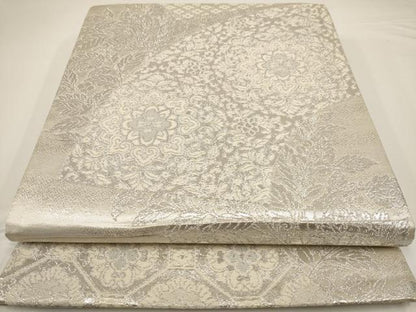 平和屋着物◎六通柄袋帯 正倉院花文 銀糸 正絹 逸品 AAAU7196dt