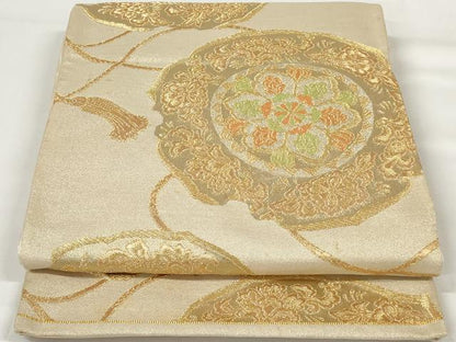 平和屋着物◎六通柄袋帯 唐織 正倉院花文 正絹 逸品 AAAU7279sg
