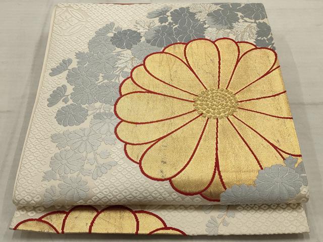 平和屋着物◎六通柄袋帯 唐織 菊尽くし 金銀糸 正絹 逸品 AAAU7706ru
