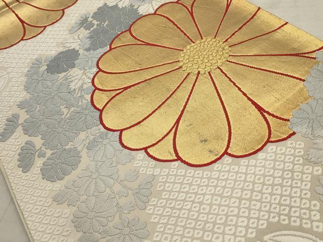 平和屋着物◎六通柄袋帯 唐織 菊尽くし 金銀糸 正絹 逸品 AAAU7706ru
