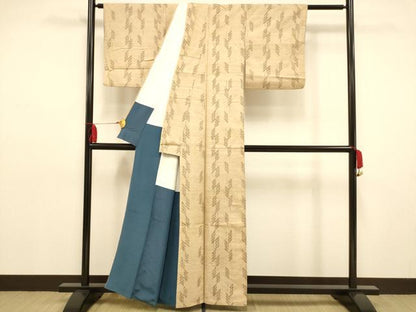 平和屋着物■上質な紬　幾何学文様　正絹　逸品　AAAU7880fw
