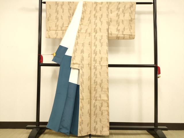 平和屋着物■上質な紬　幾何学文様　正絹　逸品　AAAU7880fw