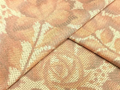 平和屋着物▽上質な紬 単衣 草花文 正絹 逸品 AAAU7954fy
