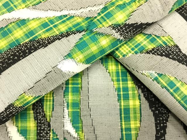 平和屋着物▽上質な紬 単衣 よろけ縞 正絹 逸品 AAAU7955fy