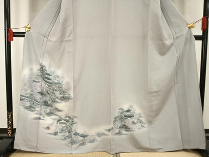 平和屋着物▽訪問着 単衣 風景文 暈し染め 正絹 逸品 AAAU7978fy
