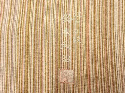 平和屋着物▽鈴木秋治 江戸小紋 単衣 縞 正絹 逸品 AAAU7980fy