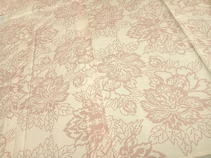 平和屋着物▽本場大島紬 単衣 白大島 7マルキ 草花文 正絹 逸品 AAAU7985fy