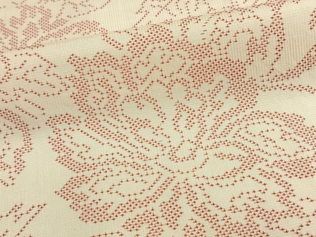 平和屋着物▽本場大島紬 単衣 白大島 7マルキ 草花文 正絹 逸品 AAAU7985fy