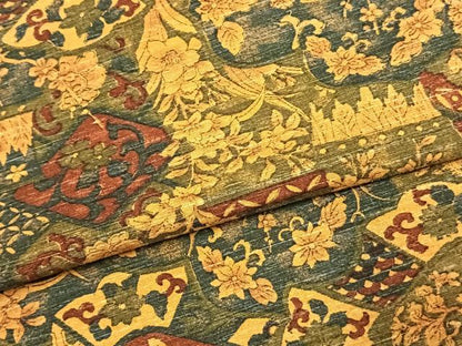 平和屋着物▽上質な小紋　単衣　紬地　草花文　正絹　逸品　AAAU7988fy