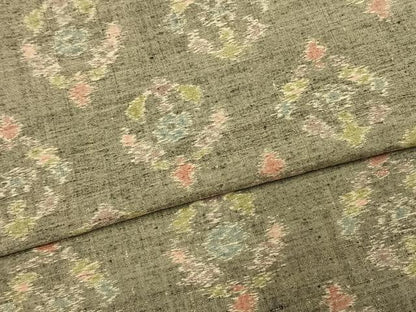 平和屋着物▽上質な紬　単衣　幾何学花文　正絹　逸品　AAAU7989fy