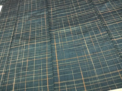 平和屋着物▽上質な紬 単衣 格子 正絹 逸品 AAAU7990fy