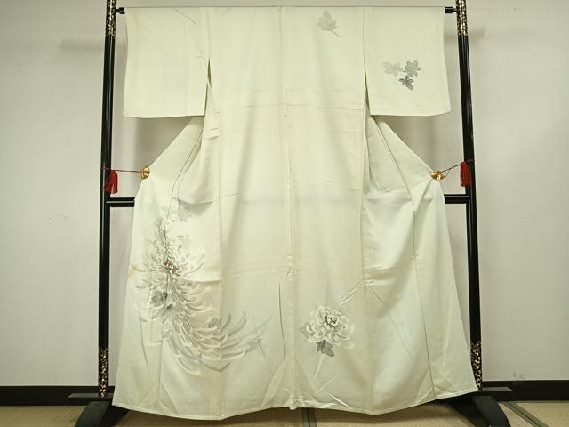 平和屋着物▽訪問着 単衣 刺繍 草花文 正絹 逸品 AAAU7993fy