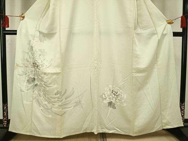 平和屋着物▽訪問着 単衣 刺繍 草花文 正絹 逸品 AAAU7993fy