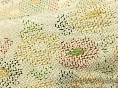 平和屋着物▽上質な紬 単衣 草花文 正絹 逸品 AAAU7996fy