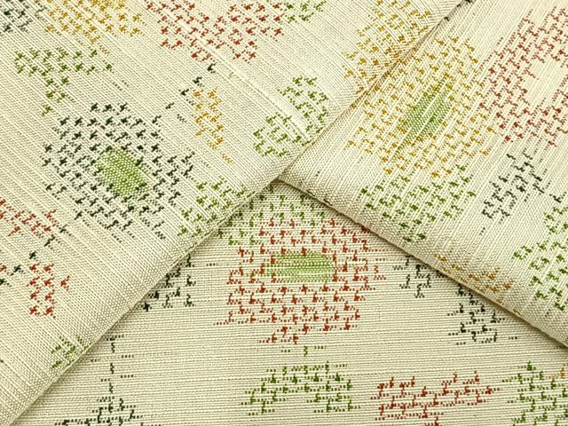 平和屋着物▽上質な紬 単衣 草花文 正絹 逸品 AAAU7996fy